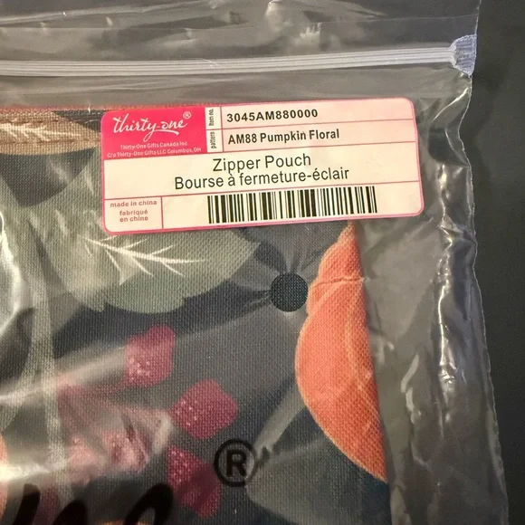 Thirty-One Zippered Pouch Pumpkin Floral - Picture 3 of 3